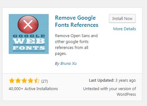 Remove Google Fonts References 插件