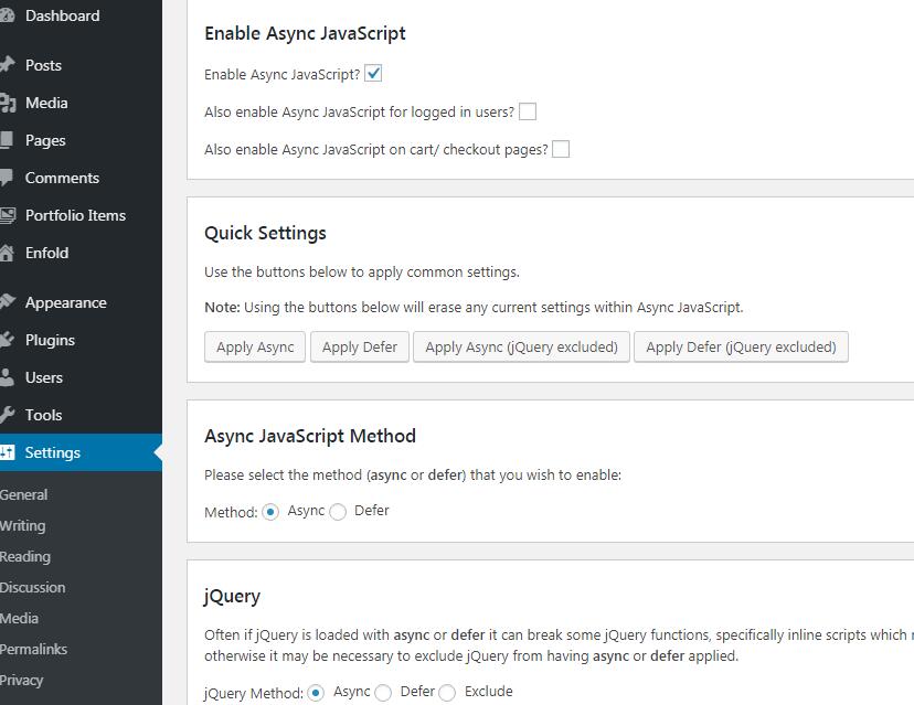 async Javascript 插件的设置