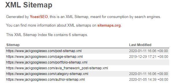 jackgoogleseo网站的sitemap