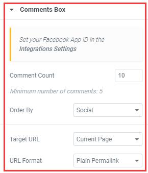 elementor编辑器facebook comment主体功能设置