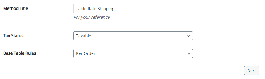 table rate shipping general setting