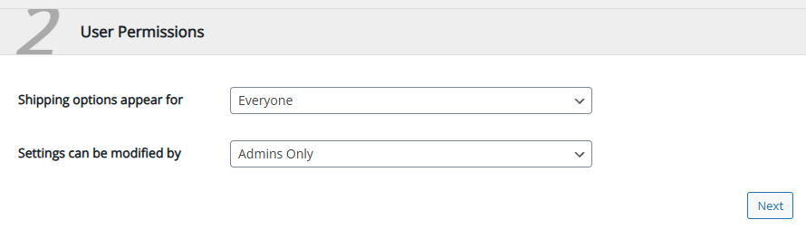 table rate shipping user permissions